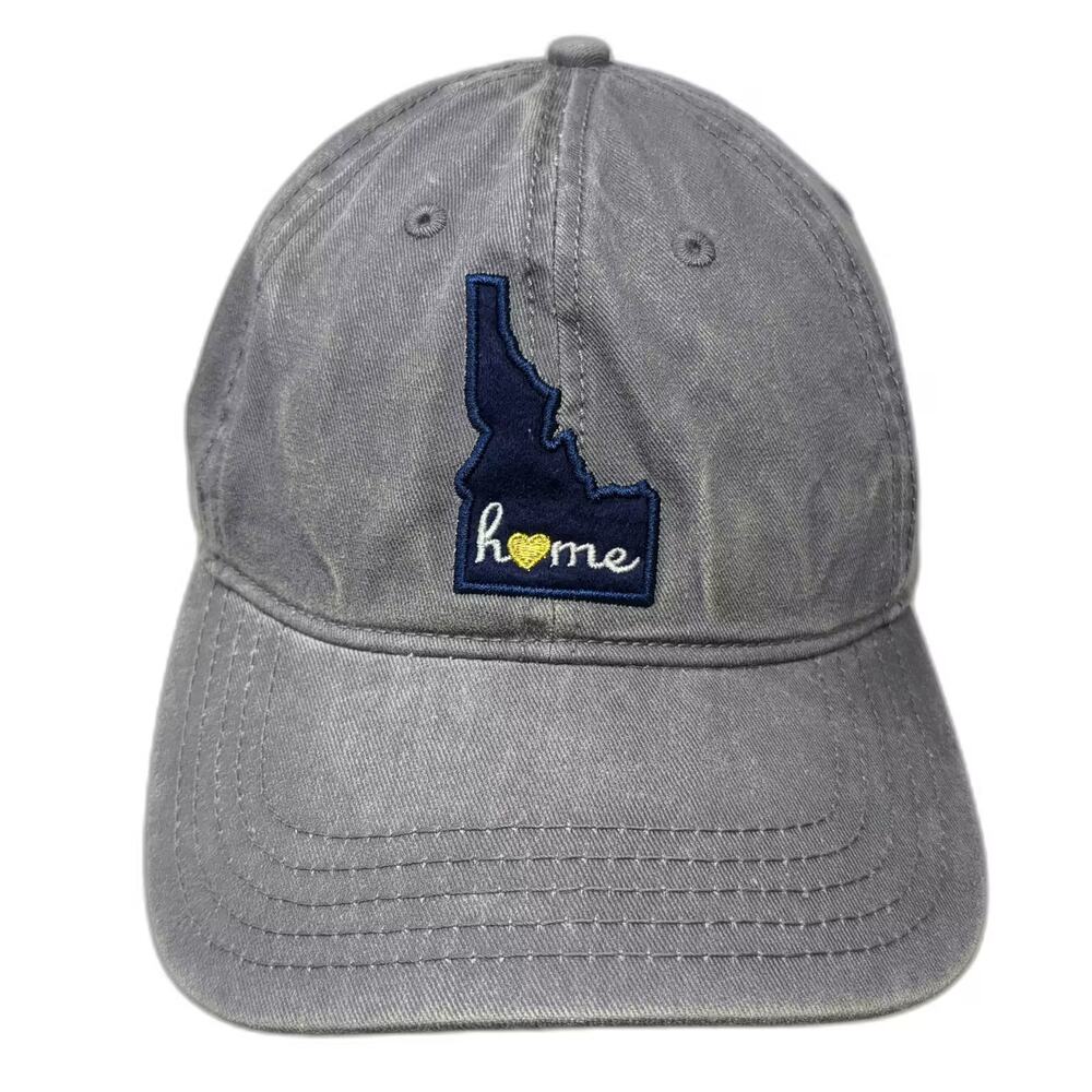 Home Free Idaho Home Heart Gray Baseball Cap Hat One Size Adjustable Strapback